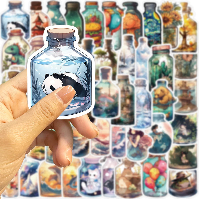 50pcs INS Drink Bottle With Anime Cartoon Things Stickers For Party Gift Skateboard Scrapbooking Laptop Suitcase Toys