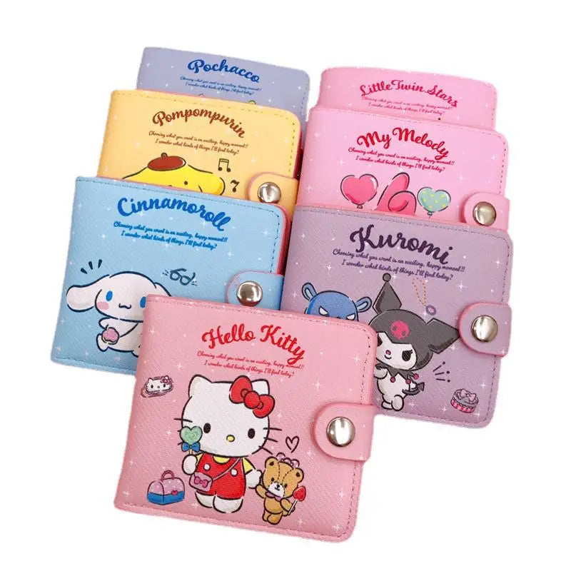 New Sanrio PU casual cartoon Wallet Short Kuromi Money bag Hello Kitty Coin Wallet Card Bag Wallet bag