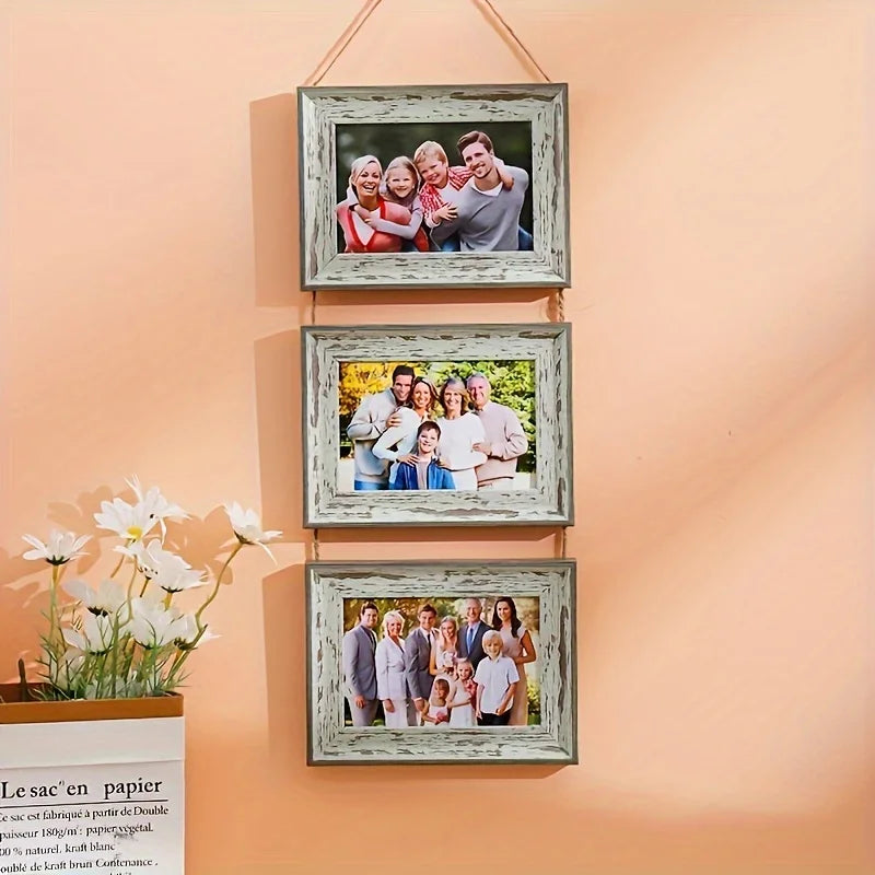 1pc 3-in-1 Combination Wall-mounted Photo Frame-Hanging Photo Frame Wall Photo Frame, Folding Photo Frame Can Display 3 Photos