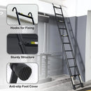 3.8M Telescopic Ladder with hooks, 12.5FT Black Multi-Purpose Folding Aluminium Telescoping Ladder Foldable Ladder Extension