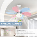 HOMCOM ceiling fan with light 34W Ø 82,5 cm DC Motor with 6 blades Multicolor