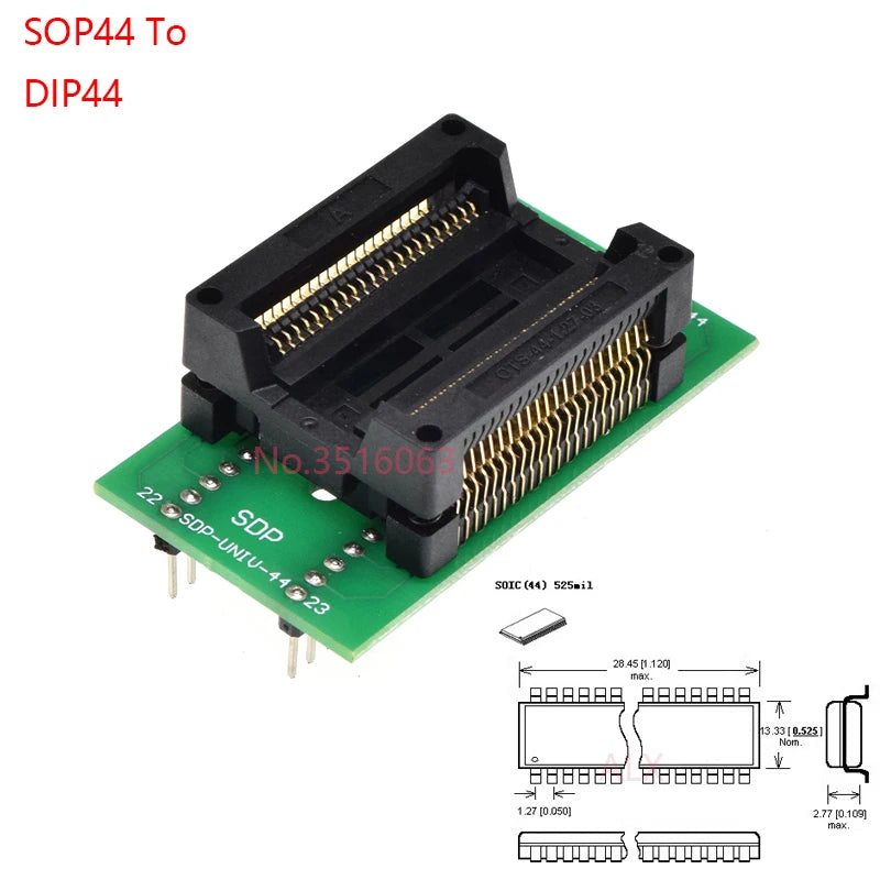 Sop8/Sop14/Sop16/Sop20/Sop28/44/Tssop8/Tssop16/Tssop20/Tssop28/TQFP32/LQFP44 To Dip Programmer Adapter Socket 150/208/173/300mil