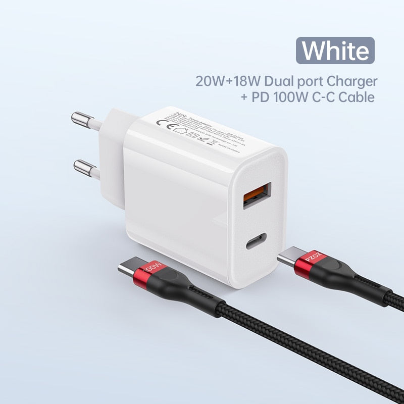 PZOZ USB Type C Charger 30W Fast Charging QC 3.0 PD 20W Quick Charge LED Display For iPhone 14 13 12 Pro Max Plus Samsung Xiaomi