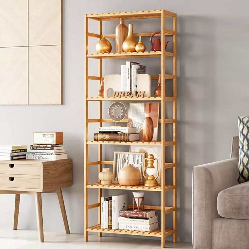Freestanding Bamboo Bookcase Storage Shelf 6-Tier Bathroom Kitchen Shelving Unit Rack Organizer