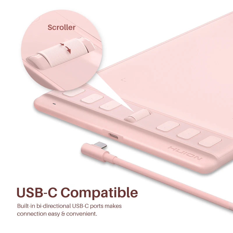 Huion Inspiroy 2 S Graphics Tablets H641P New Pen Tablet 6.3x3.9 Inch PenTech 3.0 Battery-Free Stylus Scroller + 6 Press Keys