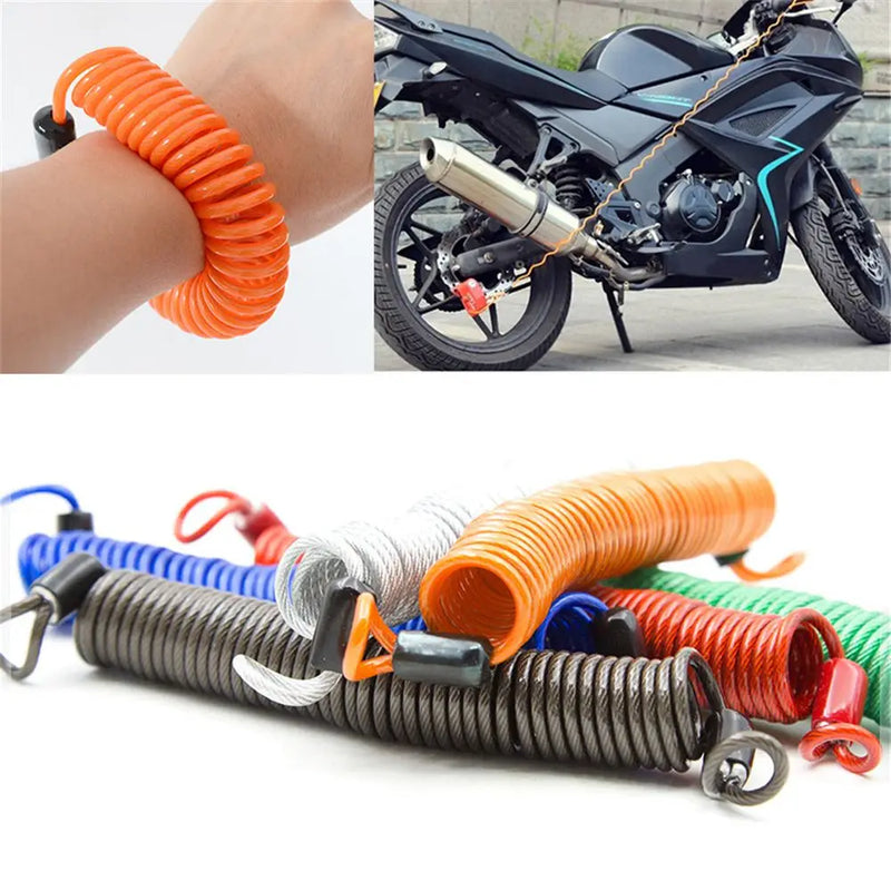 2.5m Safety Disc Brake Helmet Wire Bicycle Lock Rope Anti-theft Security Reminder Motorcycle Alarm Bold Spring Cable