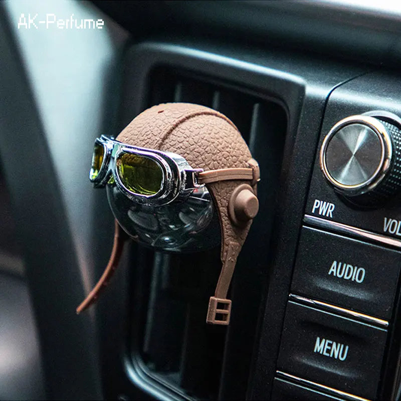Luxury Car Perfume Genuine Leather Strap Hanging Car Fragrance Creative Helmet Car Air Freshener Airborne Division