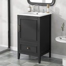 20" Bathroom Vanity with Sink, Bathroom Cabinet with A Door, Door Shelf Storage and Adiustable Foot Pads, A Drawer, Black