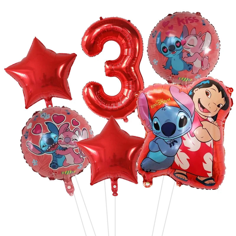 6pcs Disney Lilo & Stitch Party Balloons Stitch 32" Number Balloon set Baby Shower Birthday Party Decorations Kids Toy Gifts