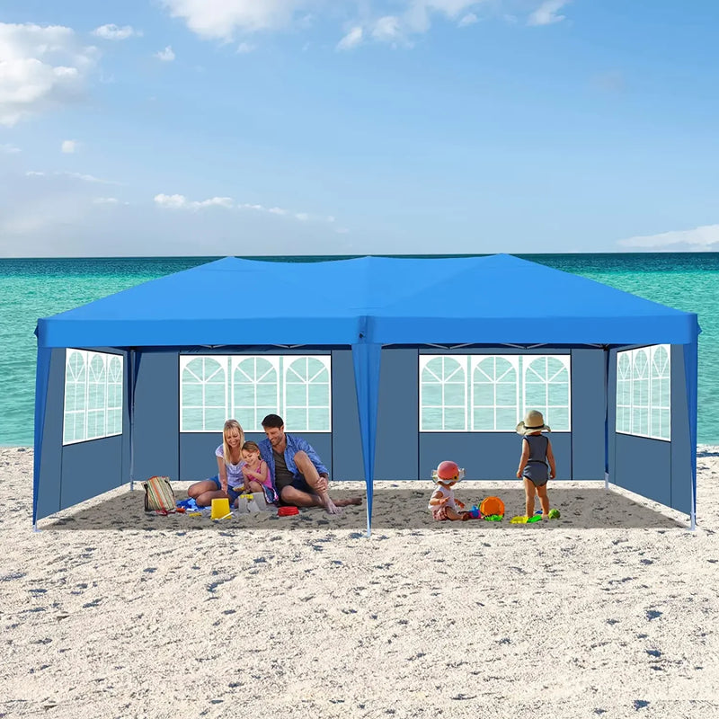 3 X 6m Waterproof Pop Up Gazebo Outdoor Pavilion Tents Four Sides 420D Oxford Cloth Rainproof Canopy Tent for Wedding