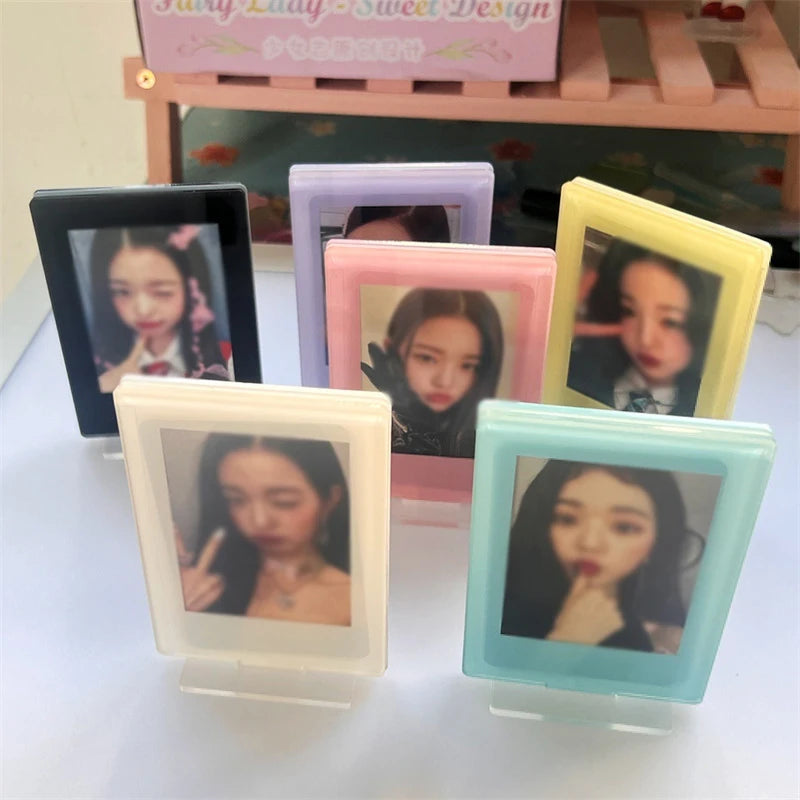 3inch Acrylic Double Side Photocard Frame Sweet Card Sleeve Photo Holder Desktop Decor Card Display Stand Photo Protection Case