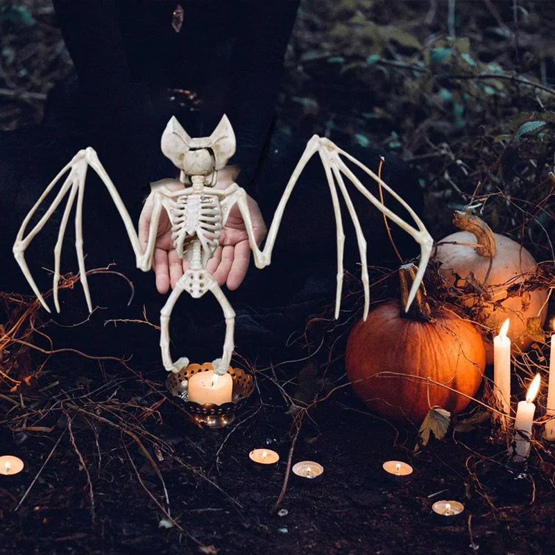 Horror Halloween Animal Skeleton Bones Scary Plastic Bat Mouse Skeleton Ornaments Creepy Party Decoration Children Gift