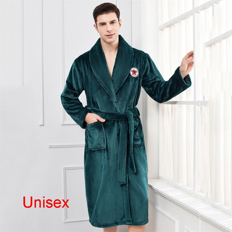 Winter Thick Warm Female Coral Fleece Kimono Robe Lovers Couple Nightgown Bath Gown Sleepwear Men Large Nightwear M L XL XXL 3XL