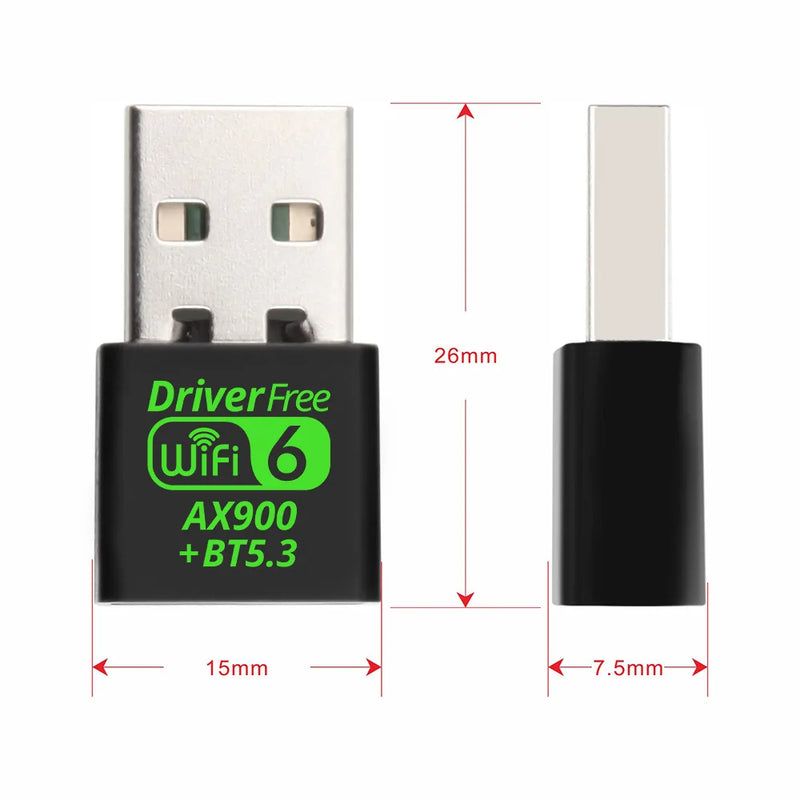 DRIVER FREE AX900 USB WiFi 6 Bluetooth 5.3 Adapter 2 in1 Dongle Dual Band 2.4G 5GHz USB Network Card Wireless Wlan Receiver