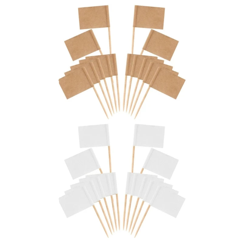 100pcs Blank Toothpick Flags Mini Labels Cheese Marker Picks Cupcake