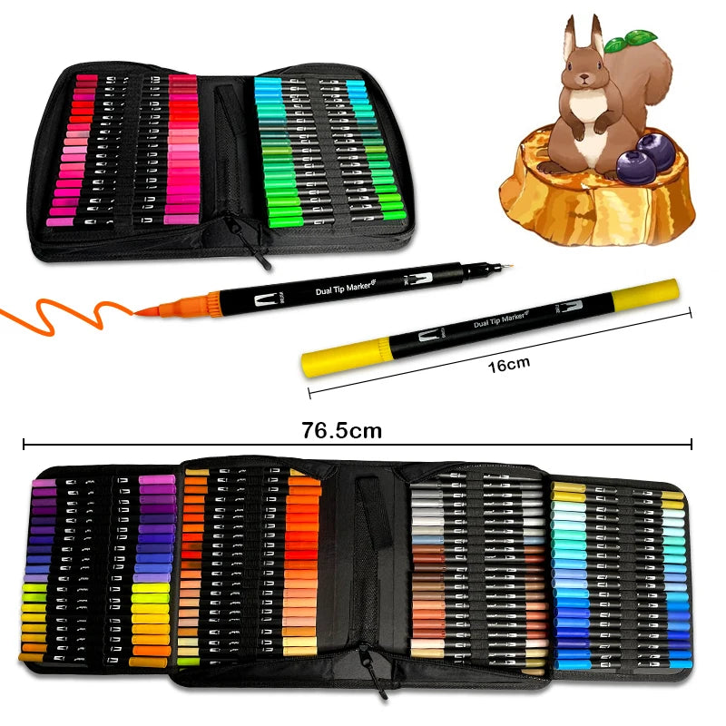 120 Colors Watercolor Pens Set Dual Tip Brush Art Markers Pen For Drawing Painting Calligraphy Art Supplies Coloring kids