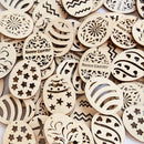 25/50Pcs Happy Easter Wooden Eggs DIY Craft Hanging Ornaments Hollowed Wood Chips Easter Party Decorations For Home Kids Gift