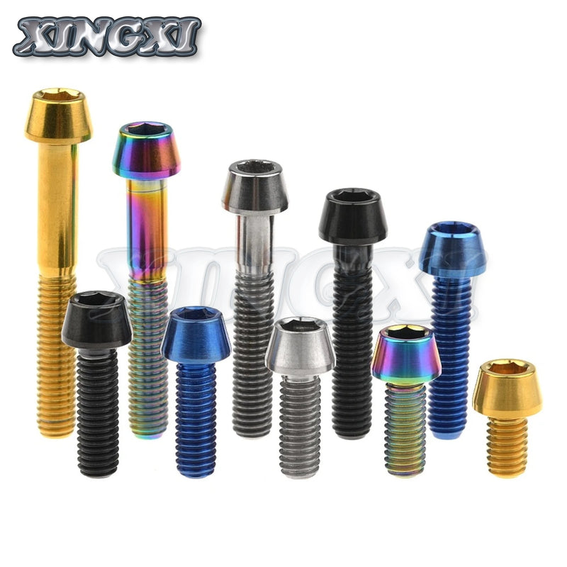 Xingxi Titanium M6x10 16 18 20 25 30 35 40 45 50 55 60 65mm Allen Key Taper Head Screw for Bicycle Headset Brake Bicicleta Bolts