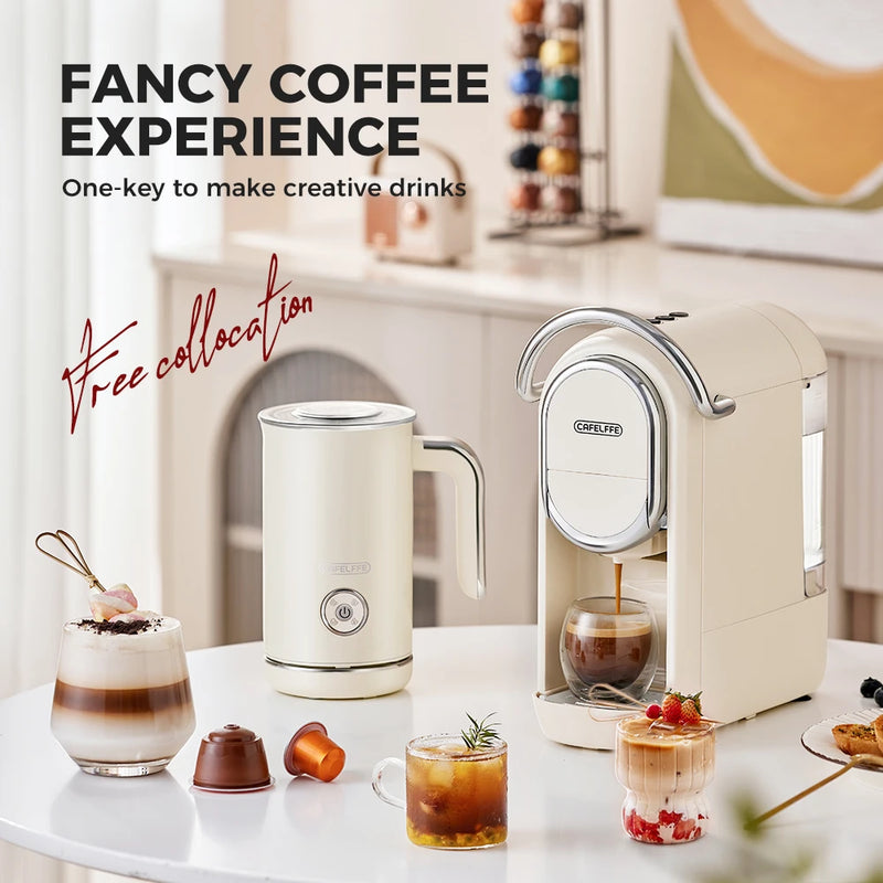 Cafelffe 4in1Electric Milk Frother Frothing Foamer Chocolate Mixer Cold/Hot Latte Cappuccino Fully Automatic Milk Warmer Cool