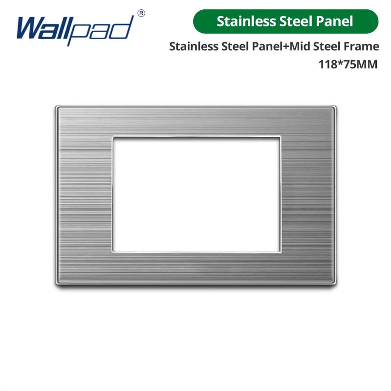 DIY Frame Only Wallpad Glass Aluminum Stainless Steel Panel 1 2 Gang Intermediate Reset Switch Brazil Socket 118*75mm