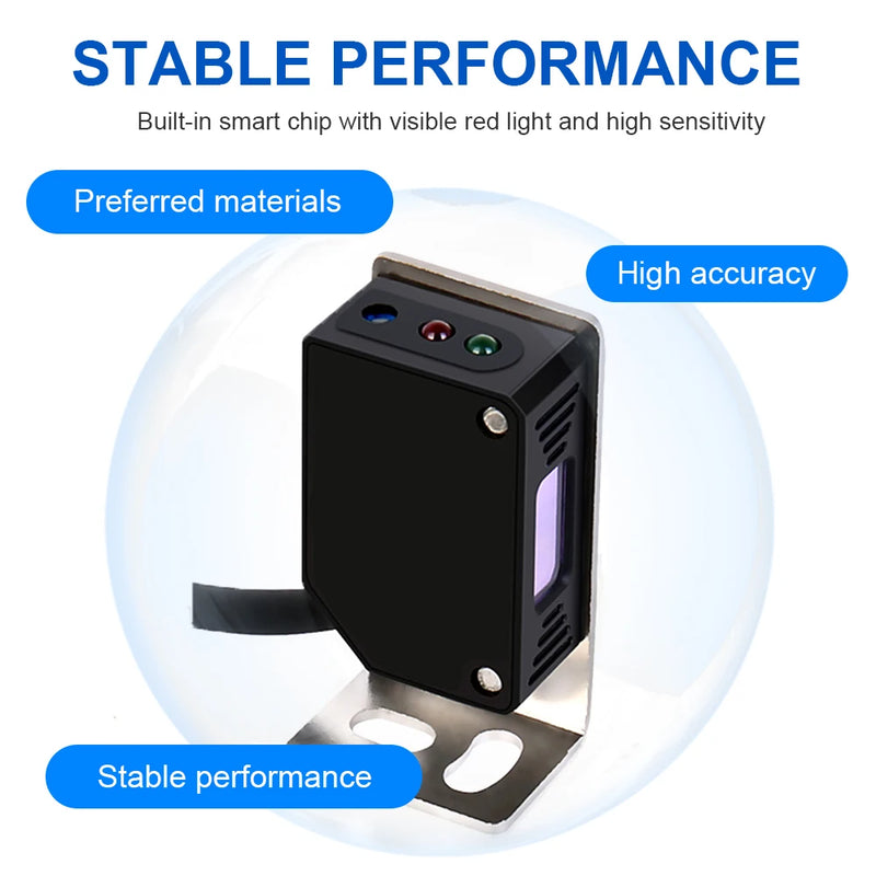 Cloweit Square Laser Sensor 35cm 8m Adjustable NPN PNP Diffuse/Specular Reflection Optical Infrared Photo Proximity Switches E3Z