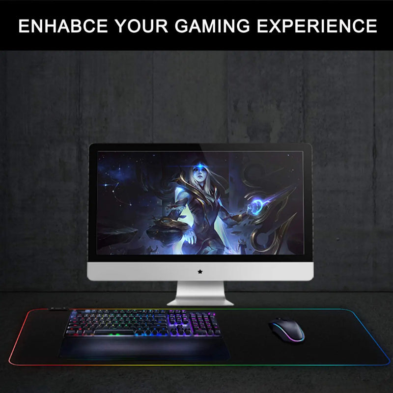 RGB Large Gaming Mouse Pad Non-Slip Rubber Base Mouse Mat Oversize Glowing Led Extended Mousepad Keyboard Pad Desk Mat