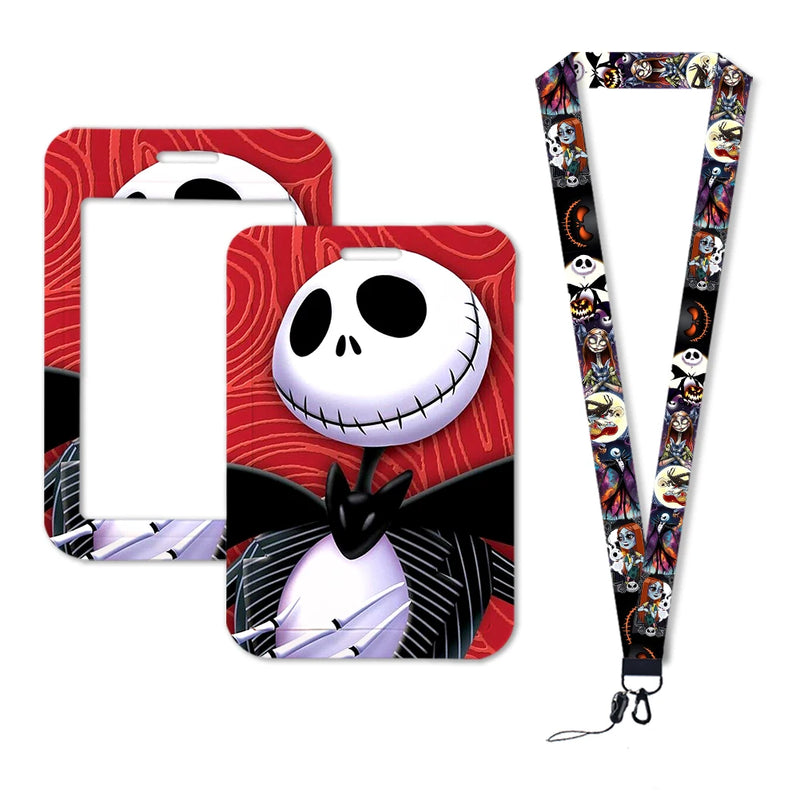The Nightmare Before Christmas Jack Sally Lanyards Keychain Card Badge Holder ID Credit Card Pass Hang Rope Halloween Gift