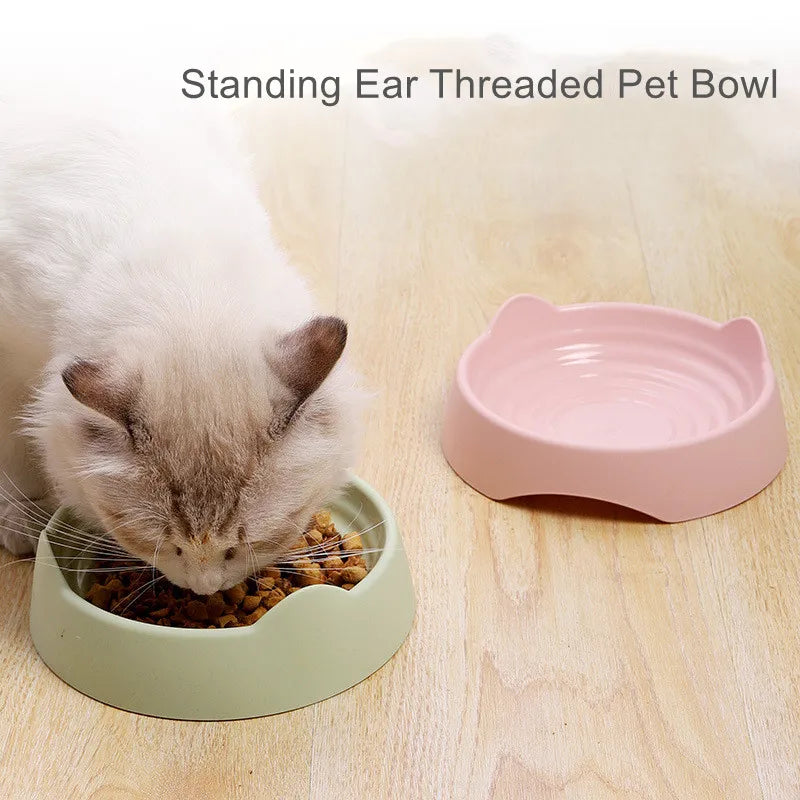 Pet Dog Cat Food Bowl Cat Water Feeding Bowl Durable Plastic Standing Ear Threaded Pet Bowl Feeder Pets Dogs Cats Accessories