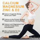 Calcium, Magnesium, Zinc + Vitamin D3 for Healthy Teeth, Bones and Muscles, Heart and Nervous System Health, Immune Function