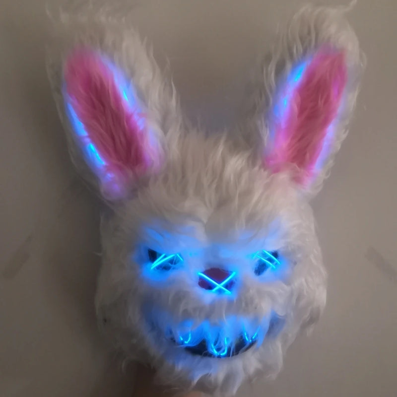 1pc Random Halloween Scary Mask LED Rabbit Bunny Mask, Bloody Plush Head Mask, Cosplay Costume Props Halloween Party