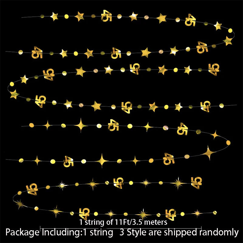 Gold 30th Happy Birthday Party Paper Banners Decorations Number 30 Year Old Circle Dots Twinkle Star Garlands Hanging Backdrops