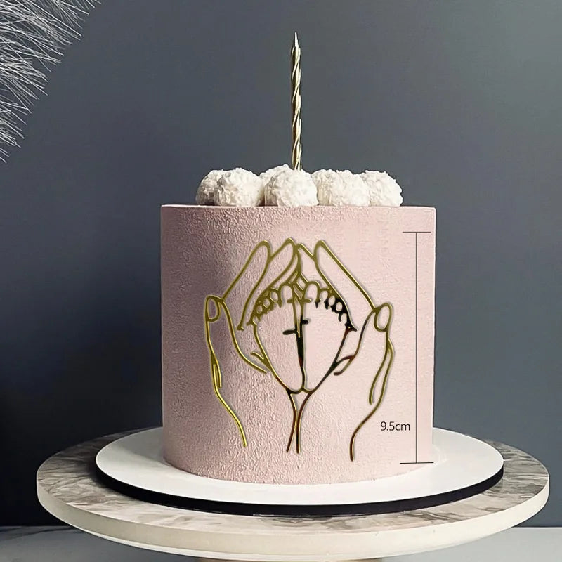 2023 New Baby's Happy Birthday Party Cake Topper Gold Cartoon Acrylic Cake Toppers for Baby Shower Cake gift Dessert Decoration