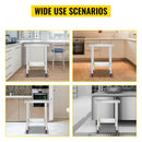SucceBuy Stainless Steel Kitchen Worktable shelves Commercial Work Bench Table with Caster Wheels for Home Restaurant Storage