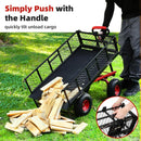 Steel Garden Dump Cart, 880lbs Heavy Duty Yard Dump Utility Cart w Removable Mesh Sides, Utility Metal Wagon with 180° Rotating