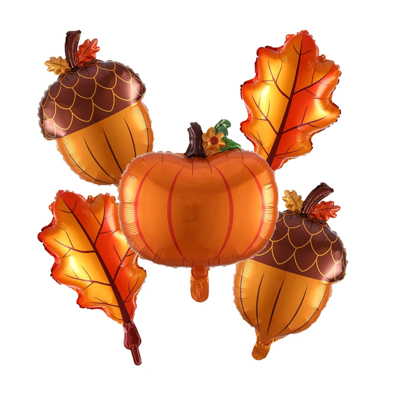 1/5pcs Autumn Maple Leaf Pine Cones Foil Balloons Squirrel Fox Animals Balloon Thanksgiving Brithday Party Decorations Kid Toys
