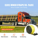 SucceBuy 10 Pack Winch StrapsTruck Straps with Flat Hook Flatbed Tie Downs Cargo Control for Trailers Farms Rescues Tree Saver