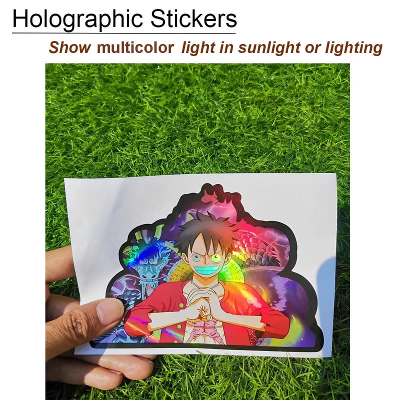 New Anime Holographic Cartoon Laser Stickers Motorcycle Anime Lenticular Car Wall Window Sticker For Laptop（24 designs）