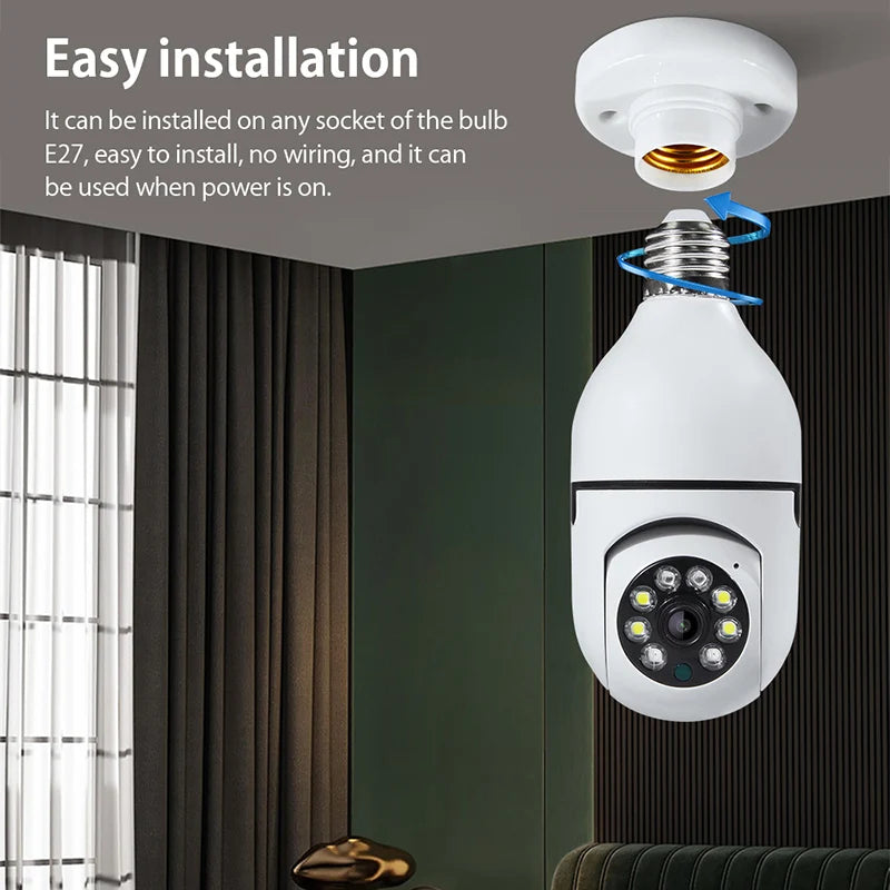 E27 Wifi Bulb Camera Wifi PTZ Colorful Night Vision Two Way Audio Baby Monitor Auto Tracking Home Security CCTV Camera