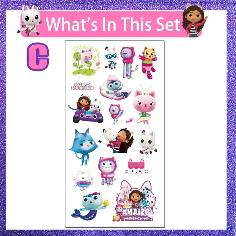 New Gabby Dollhouse Cats Birthday Party Decoration Balloon Pink Cartoon Tableware Backdrop Baby Shower Kids Girls Party Supplies