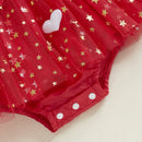 Adorable Baby Girl  Ruffle Sleeve Heart Print Tutu Dress with Matching Headband Set for Summer Outfits