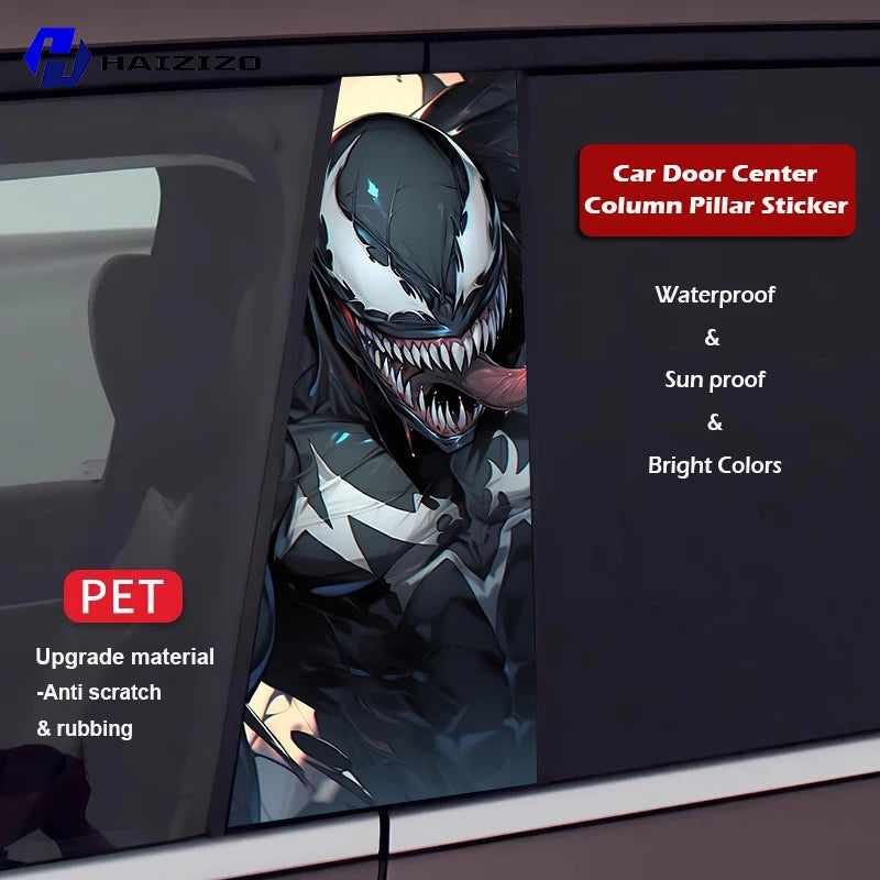 HAIZIZO Venom Car Graffiti Stickers Fun Cool Waterproof Sunscreen Vinyl Film Car B-pillar Scratch resistant Decoration refit PET