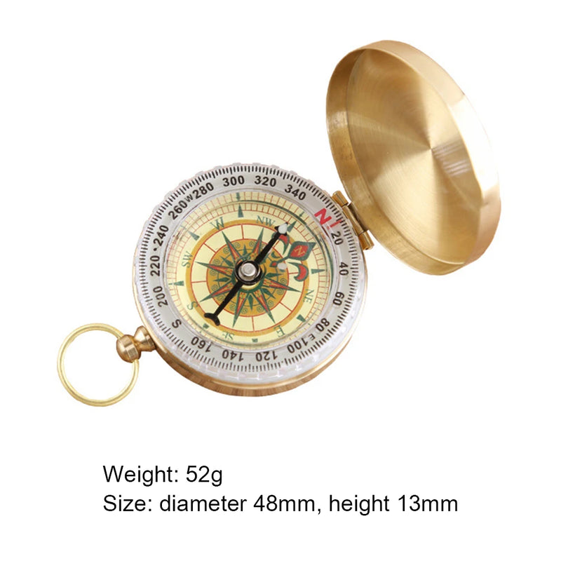 Mini Portable Copper Navigation Compass Waterproof Mountaineering Camping Hiking Luminous Retro Flip Compasses for Outdoor