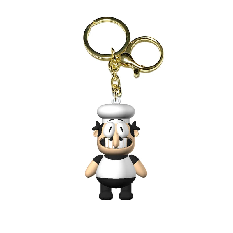 Pizza Tower Keychain Figure Toys Chili Man Chef Cute Anime Dolls Ornament Pendant Bag For Children Educational Christmas Gifts