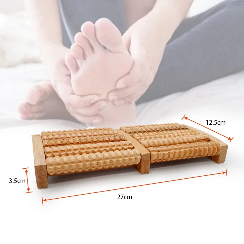 3/5 Rows Relieve Body Stress Muscle Massager Reflexology Wooden Foot Massager 3D Shiatsu Roller Massage Feet Care Foot Spa