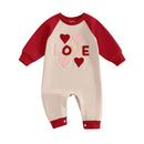 Valentine s Day Heart Print Long Sleeve Romper Jumpsuit for Infants Toddler Boys Girls Full Length Sweatshirt Bodysuit