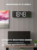 Aierwill N6 Digital Wall Clock 16inch Large Alarm Clock Remote Control Date Week Temperature Clock Dual Alarms LED Display Clock