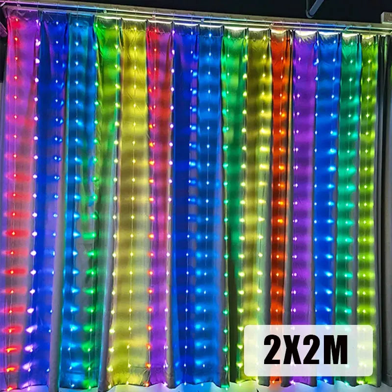 Smart App LED Window Curtain String Lights 400 LED Fairy Light DIY Programmable Pattern And Text Christmas Wedding Bedroom Decor