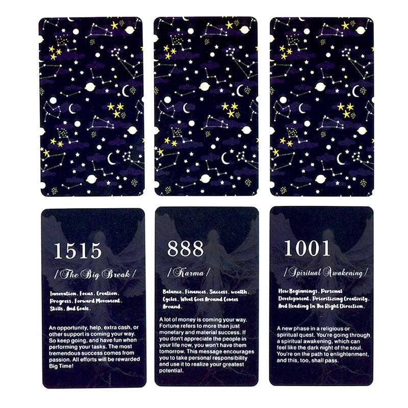 56 English Angel Numbers 12×7cm Oracle Tarot Cards in Box Beautiful Divination Runes Board Game Dark Style