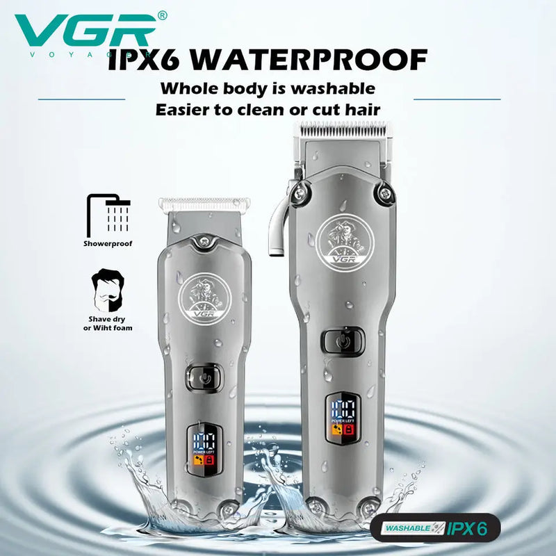 Original VGR Cordless Combo Kit Hair Trimmer For Men Electric Washable Beard Hair Clipper Rechargeable Haircut Machine