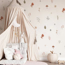 Boho Cartoon Pattern Mushroom Leaves Nursery Wall Decals Removable DIY Vinyl Wall Sticker Kids Room Interior Home Decor Gifts